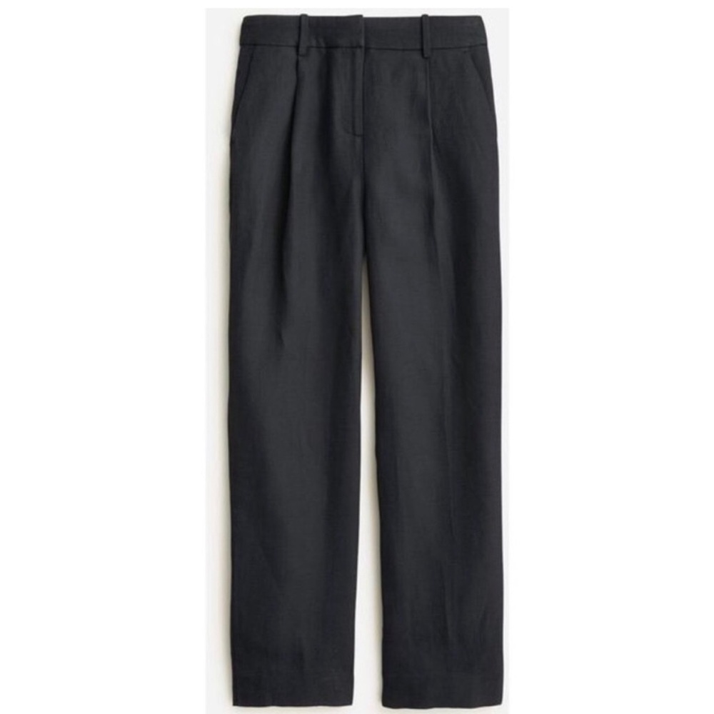 NWT J Crew drapey cupro blend straight wide leg trousers black silky‎ satin 4